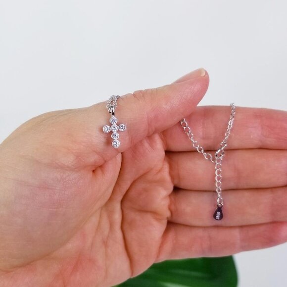 925 Sterling Silver OR Yellow Small Cross Pendant - Picture 3 of 8